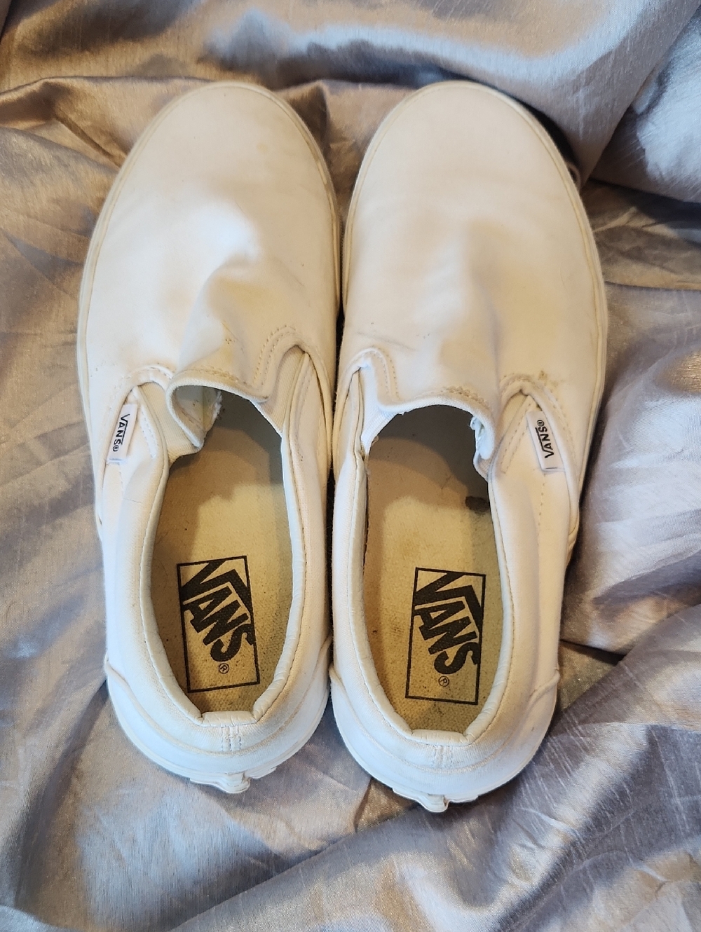Vans Kids White Slip-On Canvas Sneakers